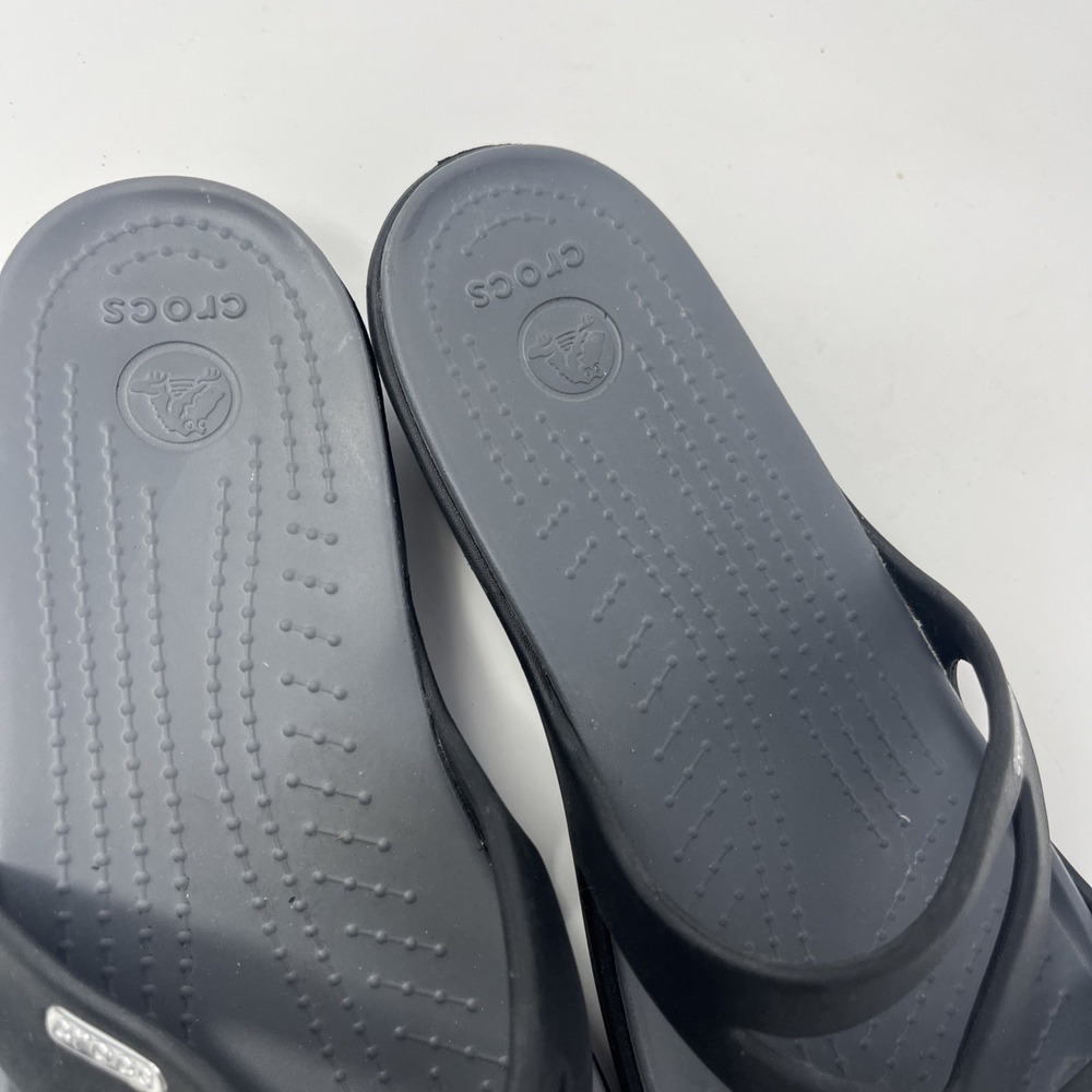 Crocs Hilga Black Gray Slip On Slides Womens Size 10 Wedge Summer Sandal Beach - Picture 3 of 15